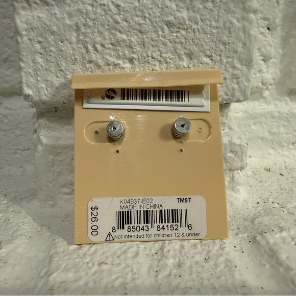 Kenneth Cole Silver Earrings with Navy Accents - Picture 2 of 2